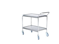 Table trolley with stainless steel shelves