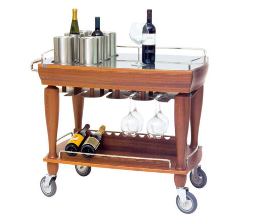 Serveringsvagn för vin och likör med sex flaskkylare