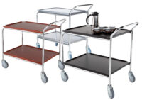 Table trolley with laminate shelves