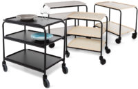 Serving trolley with laminate shelves