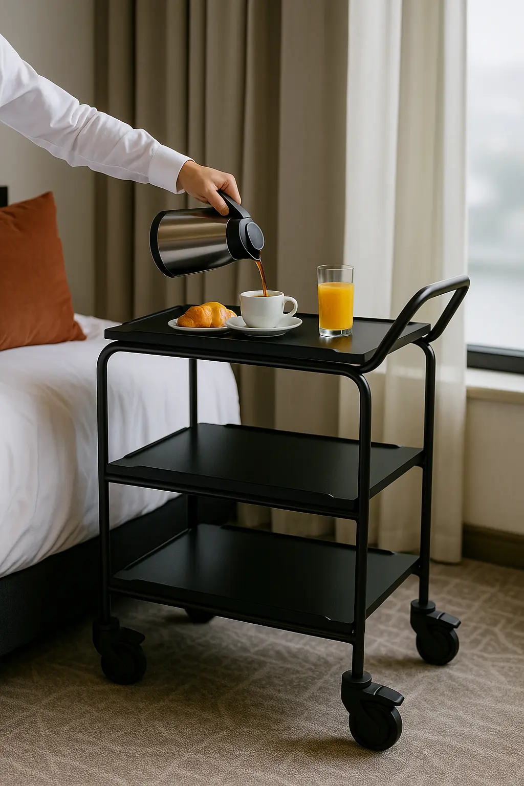 Roomservicevagn med kaffepåfyllning